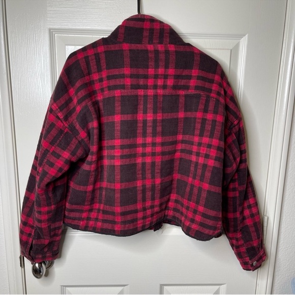 BDG Urban Outfitters Skye Plaid Shirt Jacket in Red and Black Size Medium - Picture 5 of 10